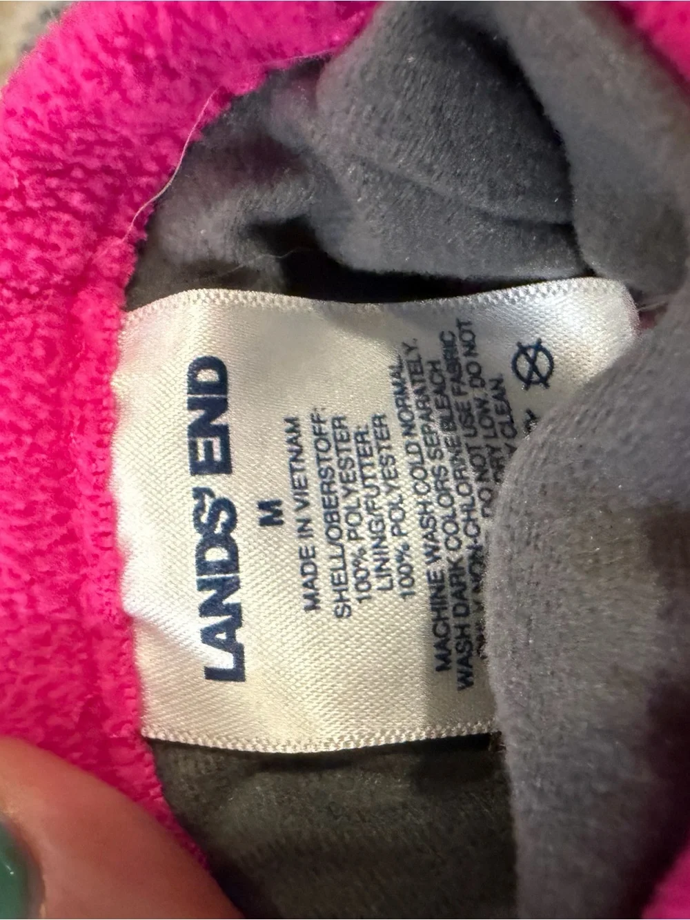 Lands' End Pink Fleece Gloves with Gray Lining